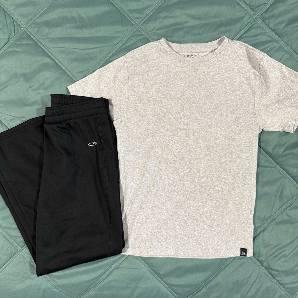 Kenneth Cole Gray shirt and Champion Black sweatpants youth 10